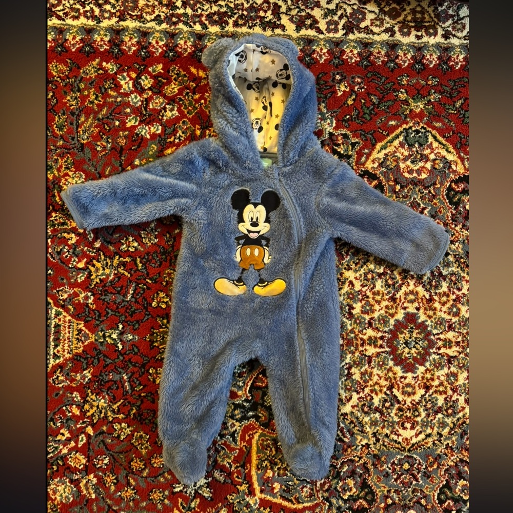 Mickey Mouse Disney Blue Fuzzy Onesie.
